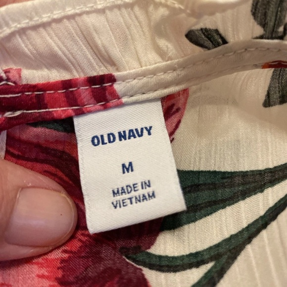 Old Navy White Blouse with Pink and Orange Floral Design - Picture 2 of 14